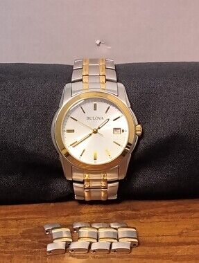 Bulova Two-Tone Silver and Gold Men's Bracelet Watch 98H18 38mm